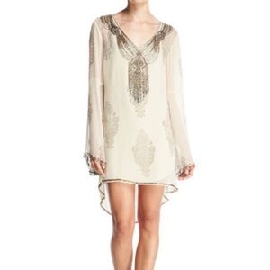 Haute Hippie Silk Beaded Shift Mini Dress size S